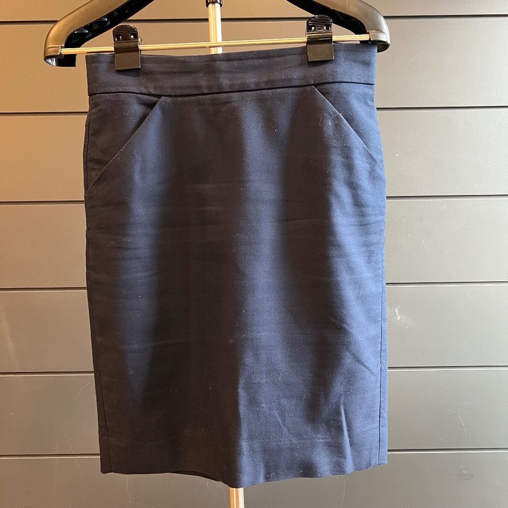 J Crew The Pencil Skirt Navy Blue Size 2